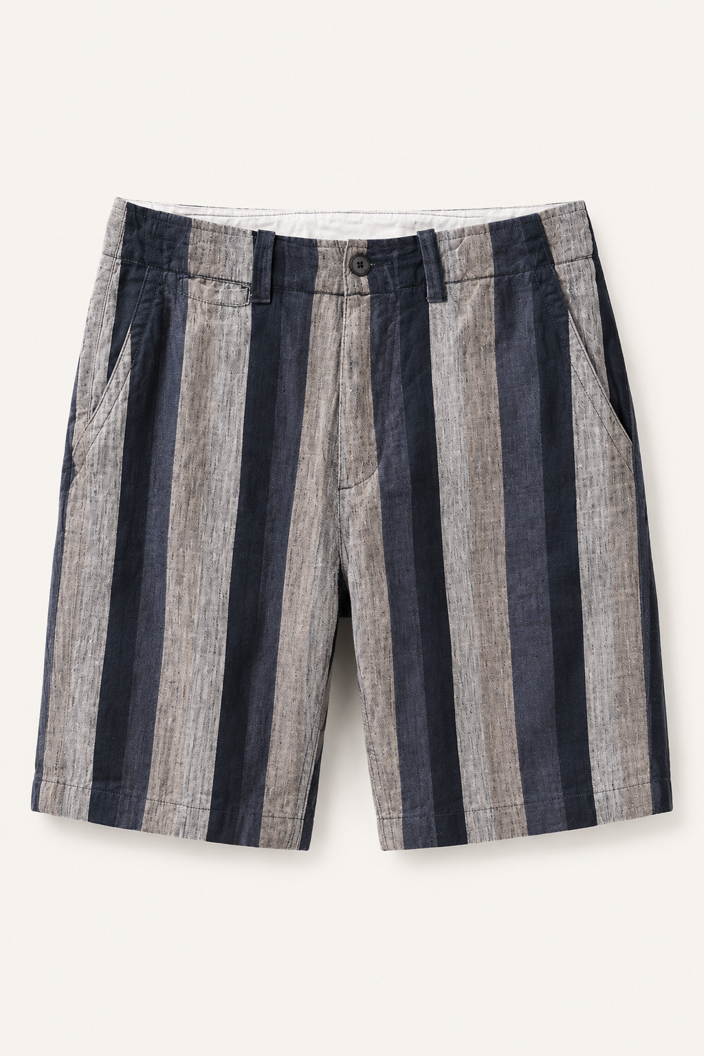 Bermuda lino hombre rayas anchas corte recto transpirable verano – Falko