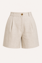 Short mujer lino algodón tiro alto pinzas trabillas – Holly