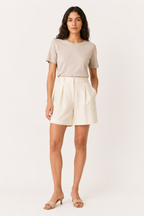 Short mujer lino algodón tiro alto pinzas trabillas – Holly