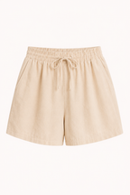 Short mujer lino algodón cintura elástica cordón pierna amplia – Anja