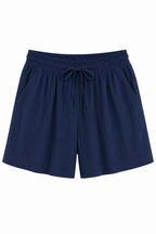 Short mujer lino algodón cintura elástica cordón pierna amplia – Anja