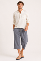 Pantalón cropped hombre cintura elástica cordón bolsillos – Alfie