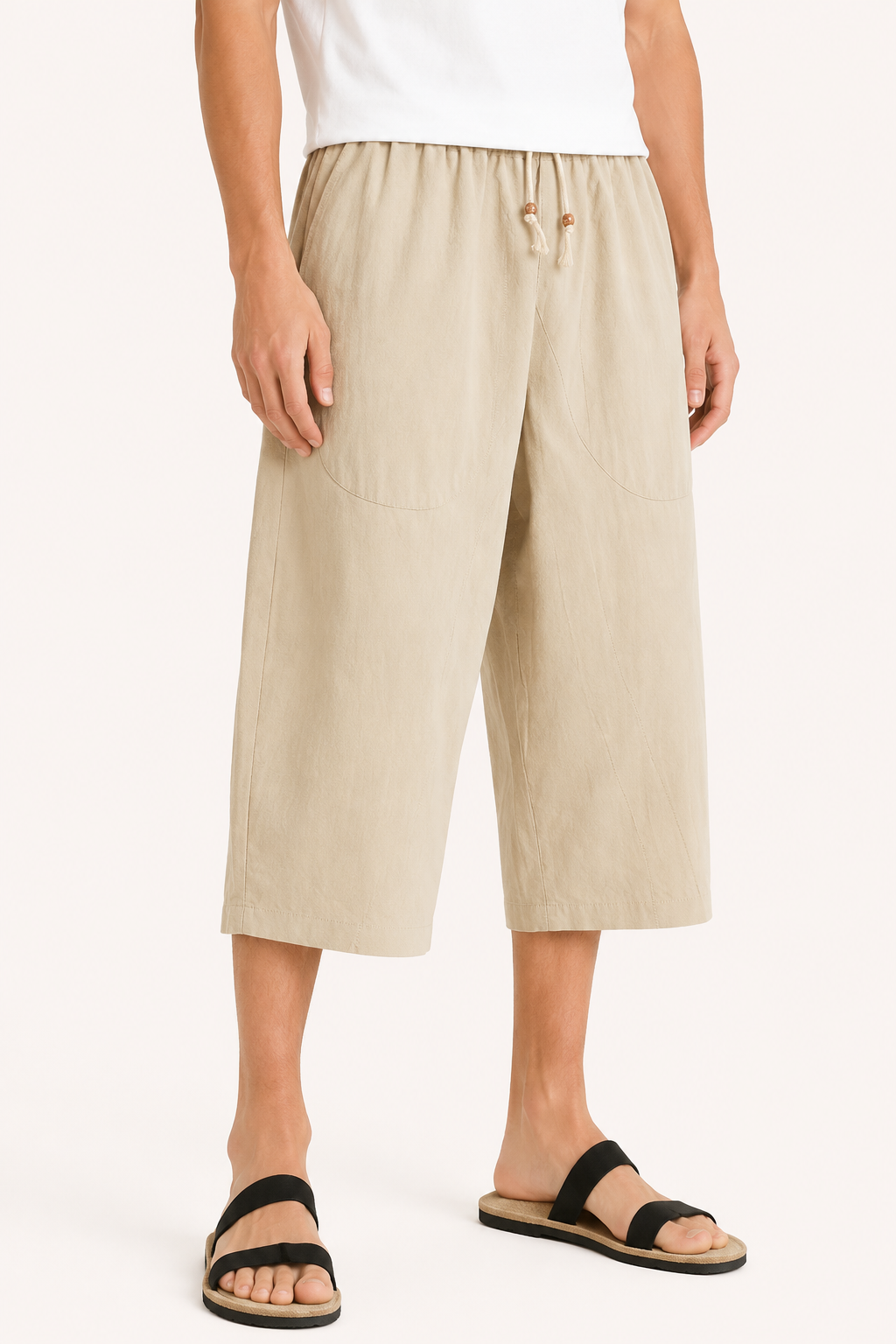 Pantalón cropped hombre cintura elástica cordón bolsillos – Alfie