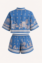 Conjunto mujer estampado boho blusa short cintura elástica – Valeria