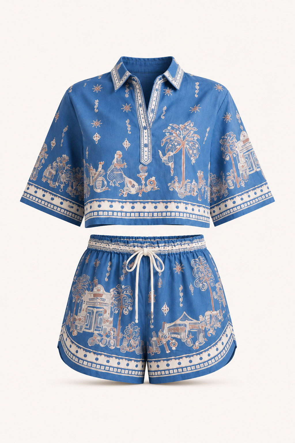 Conjunto mujer estampado boho blusa short cintura elástica – Valeria