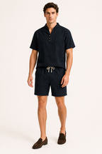 Conjunto hombre lino algodón camisa cuello mao short – Armin
