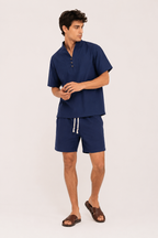 Conjunto hombre lino algodón camisa cuello mao short – Armin