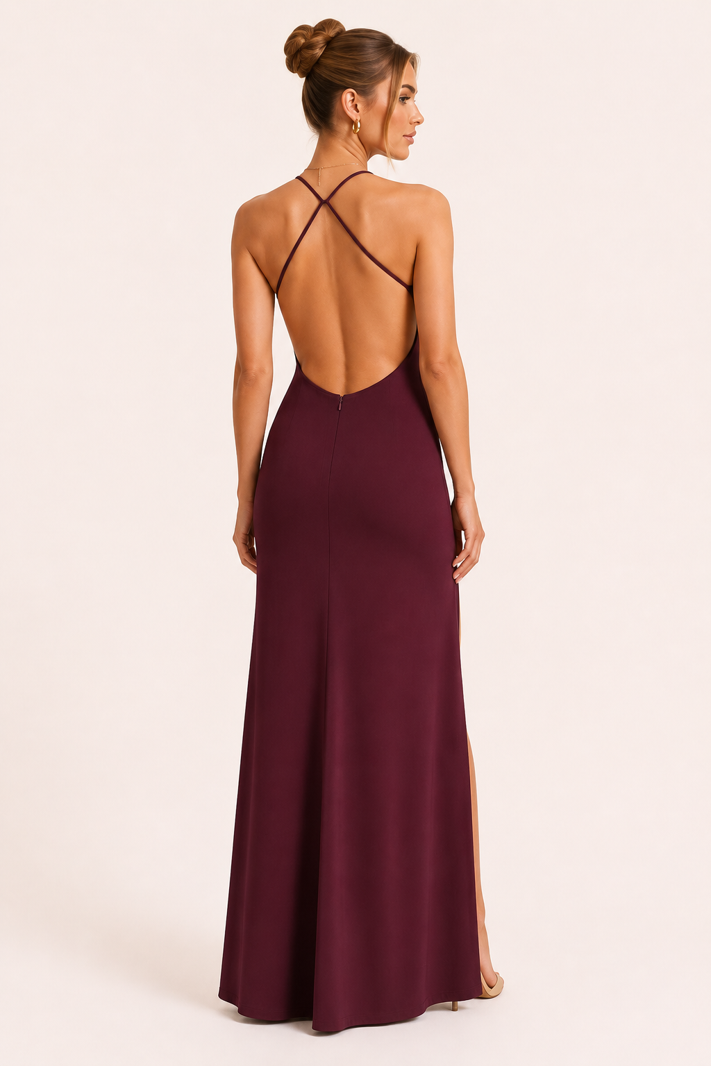Vestido largo mujer abertura lateral espalda descubierta - Kiara