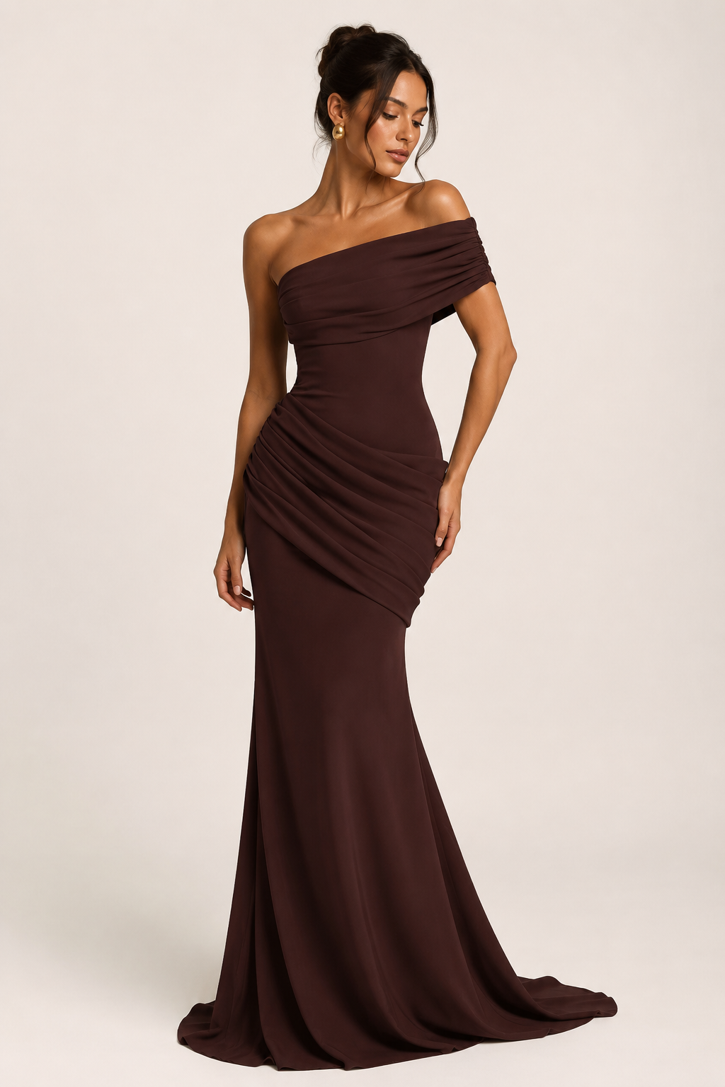 Vestido largo mujer un hombro sirena elegante fiesta - Aurelia