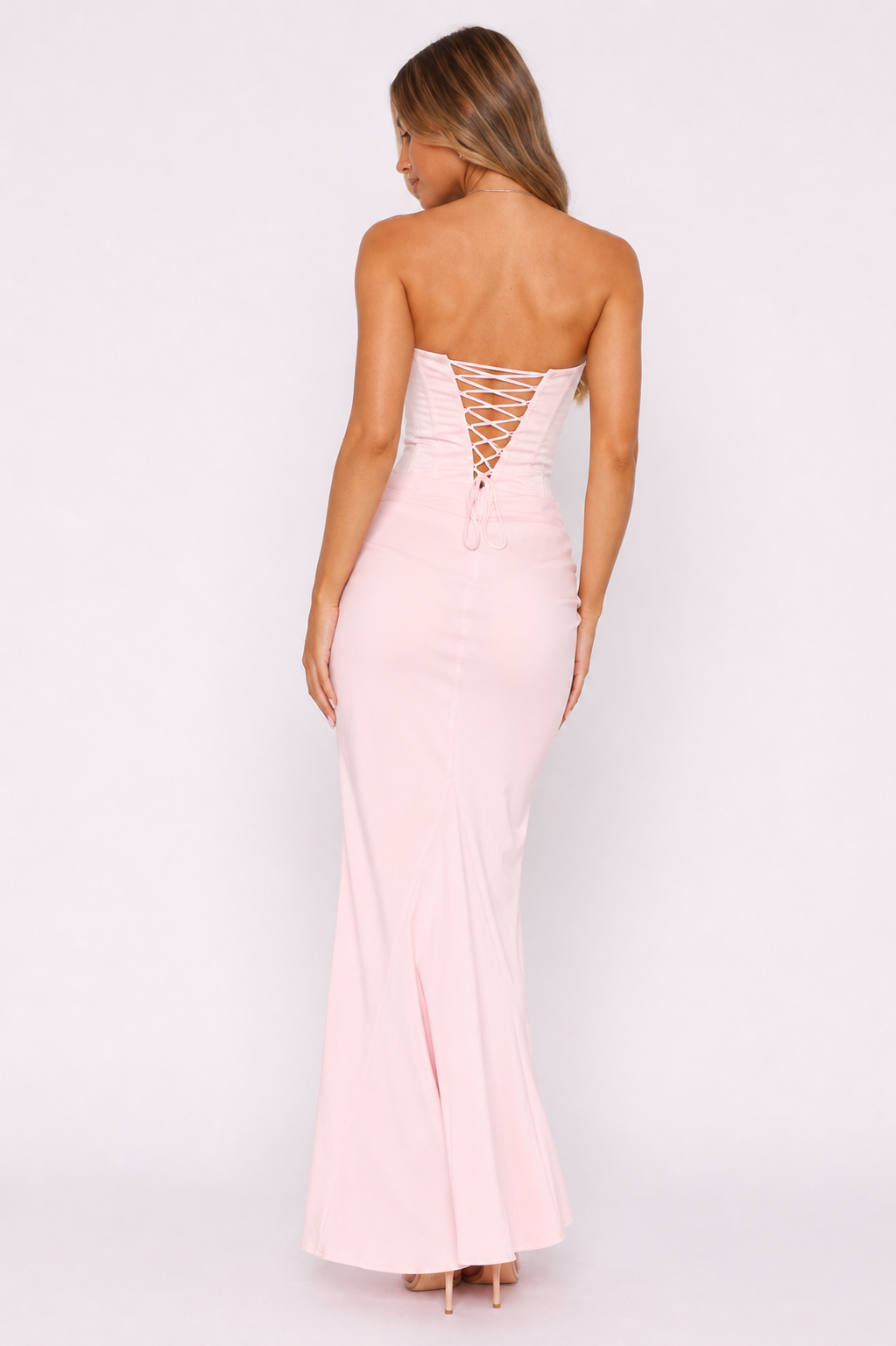 Vestido largo mujer strapless efecto corsé moldeador - Leni