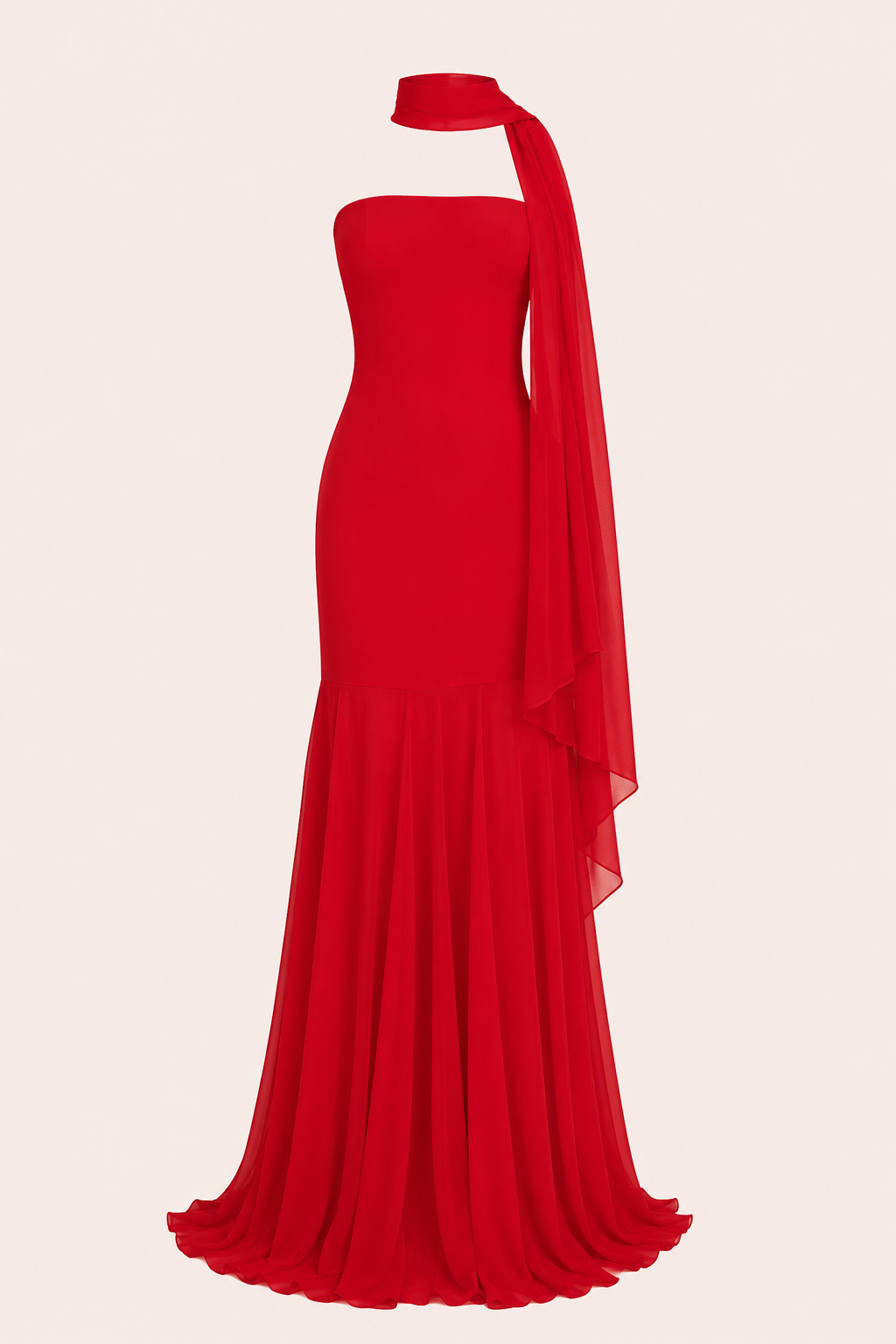 Vestido largo mujer strapless falda amplia efecto sirena - Marlene