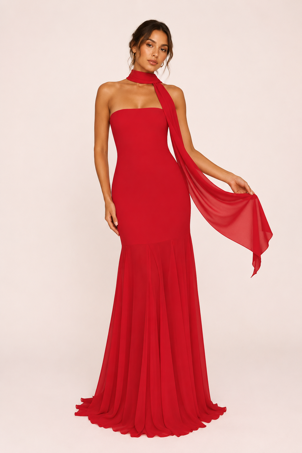 Vestido largo mujer strapless falda amplia efecto sirena - Marlene