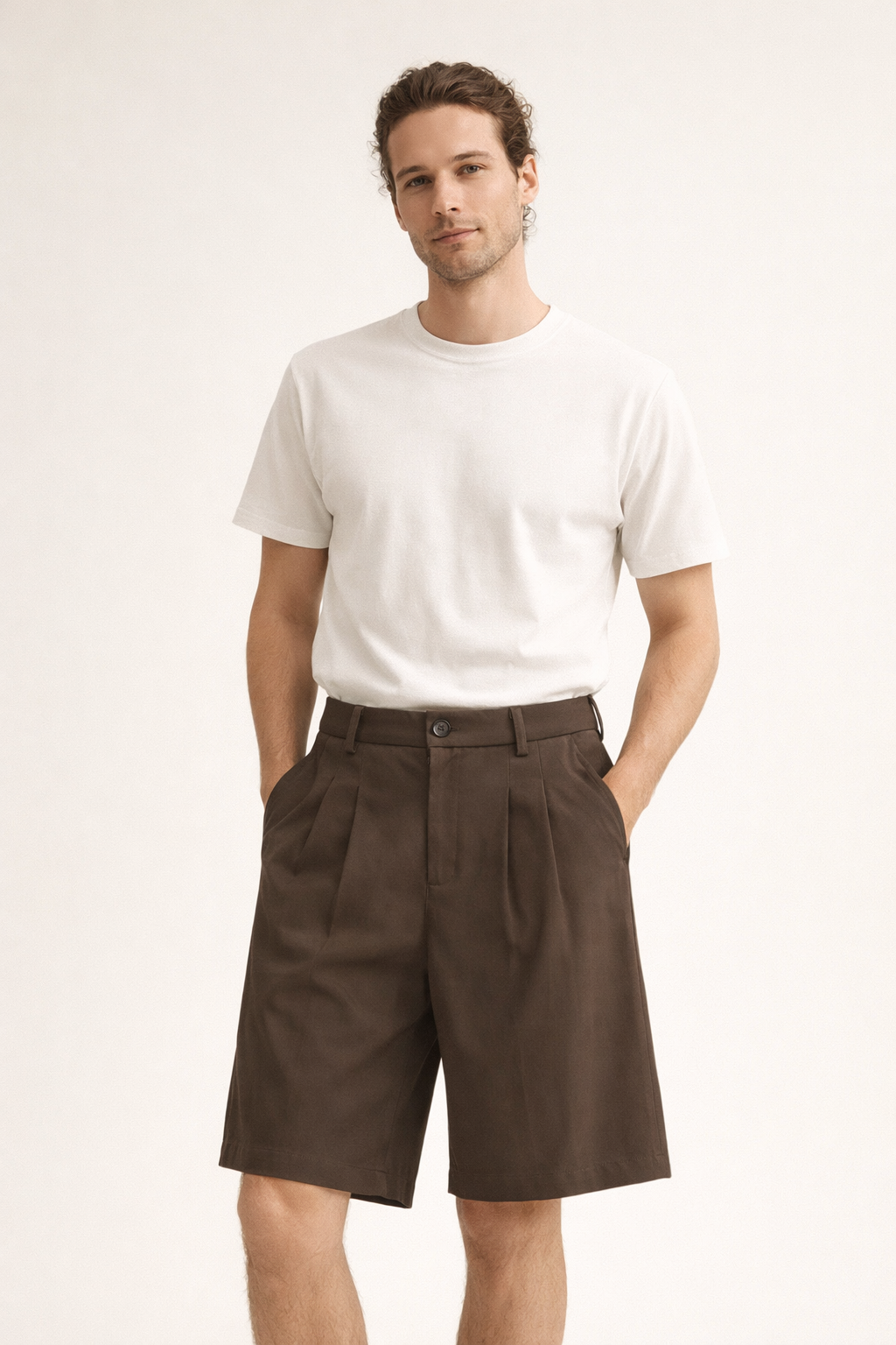 Pantalón corto de vestir con pinzas y corte relajado para hombre - Trevio