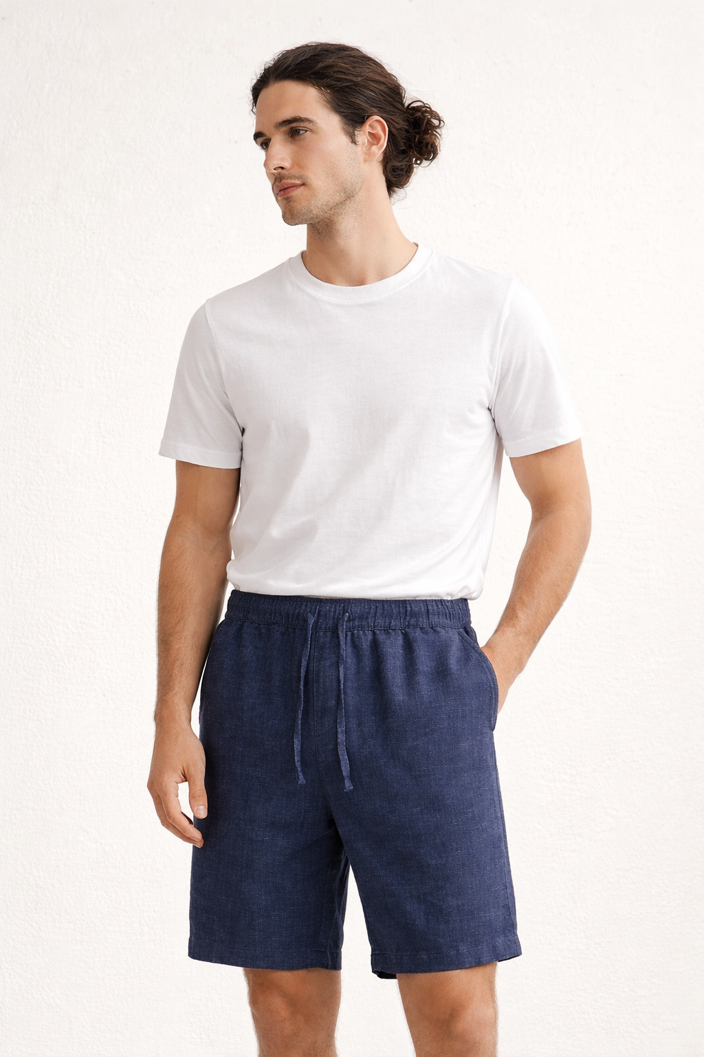 Pantalón corto de algodón y lino para hombre - Neroli