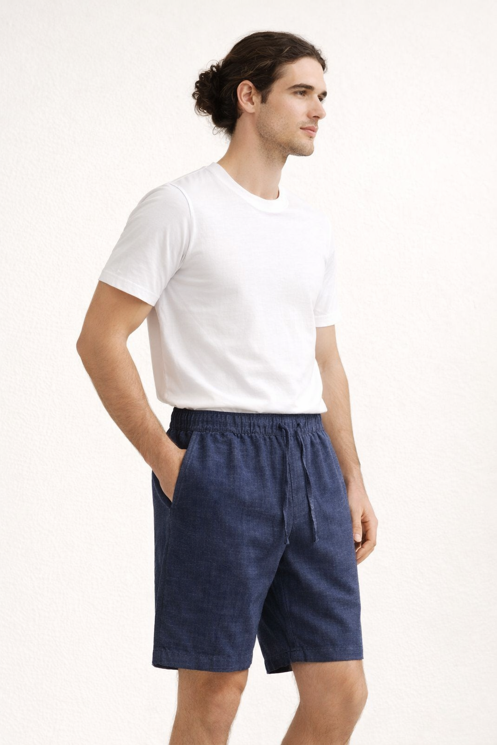 Pantalón corto de algodón y lino para hombre - Neroli