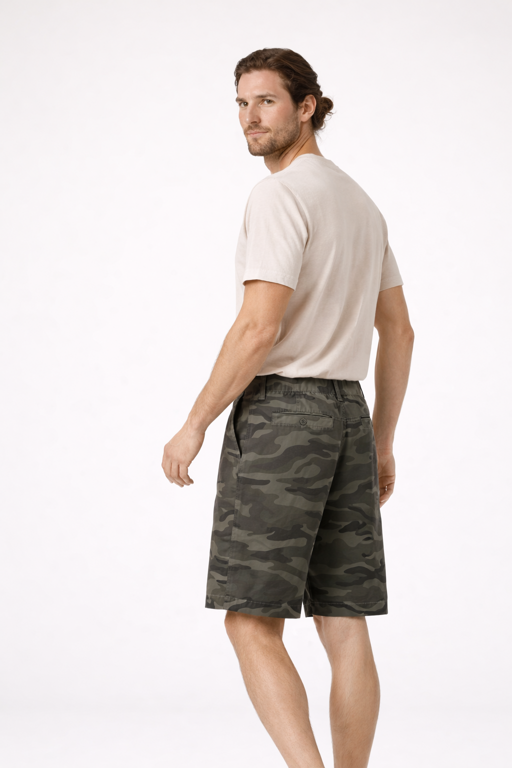 Pantalón corto casual con estampado camuflaje y corte recto para hombre - Valerio