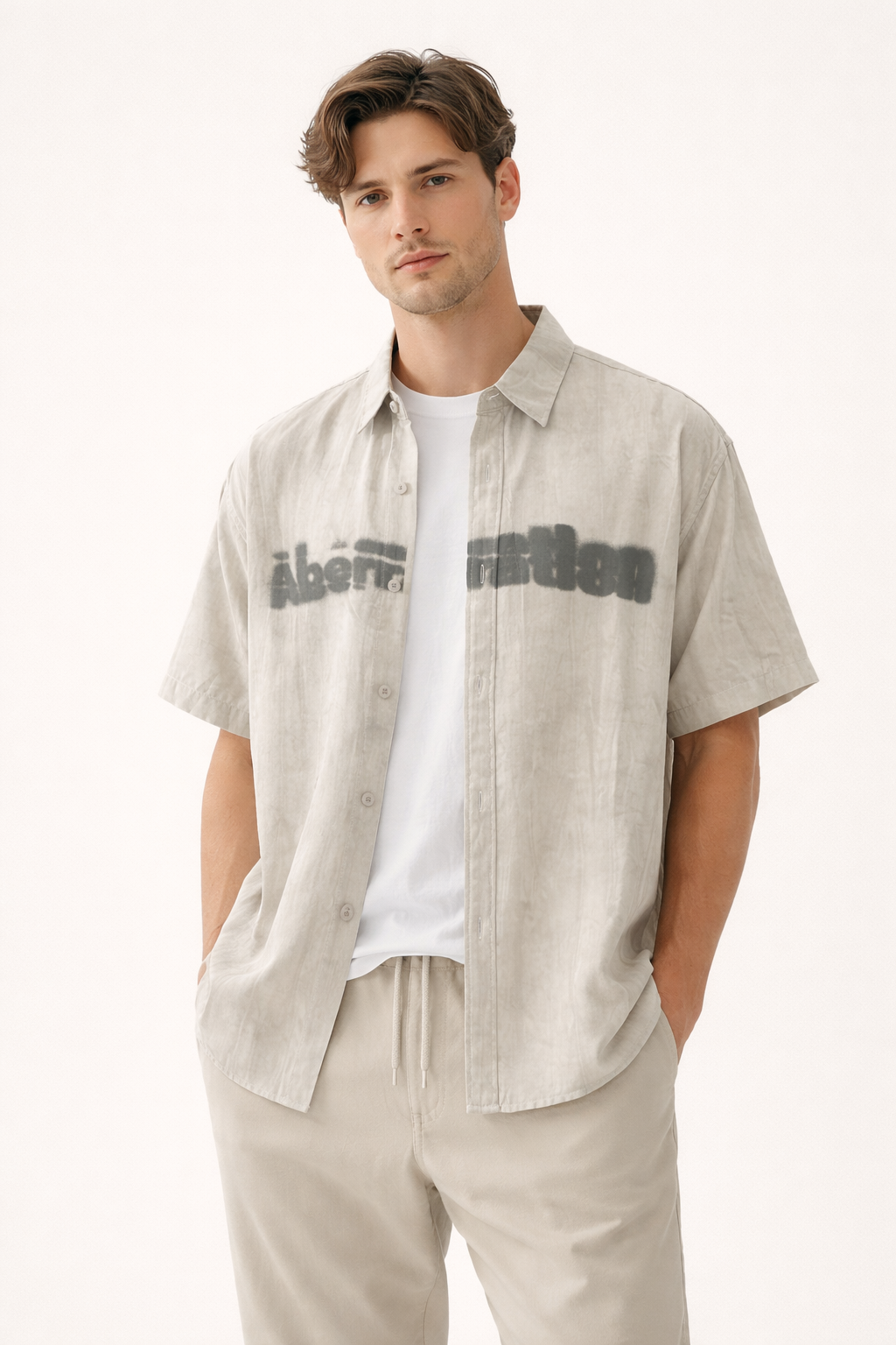 Camisa hombre manga corta casual verano botones cuello clásico - Rensar