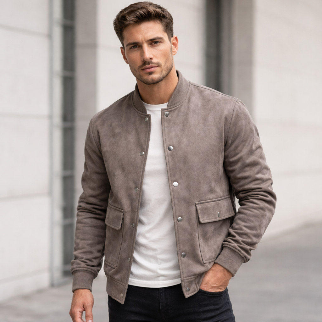 Chaqueta tipo bomber para hombre con cierre de botones y cuello corto - Bjornrik