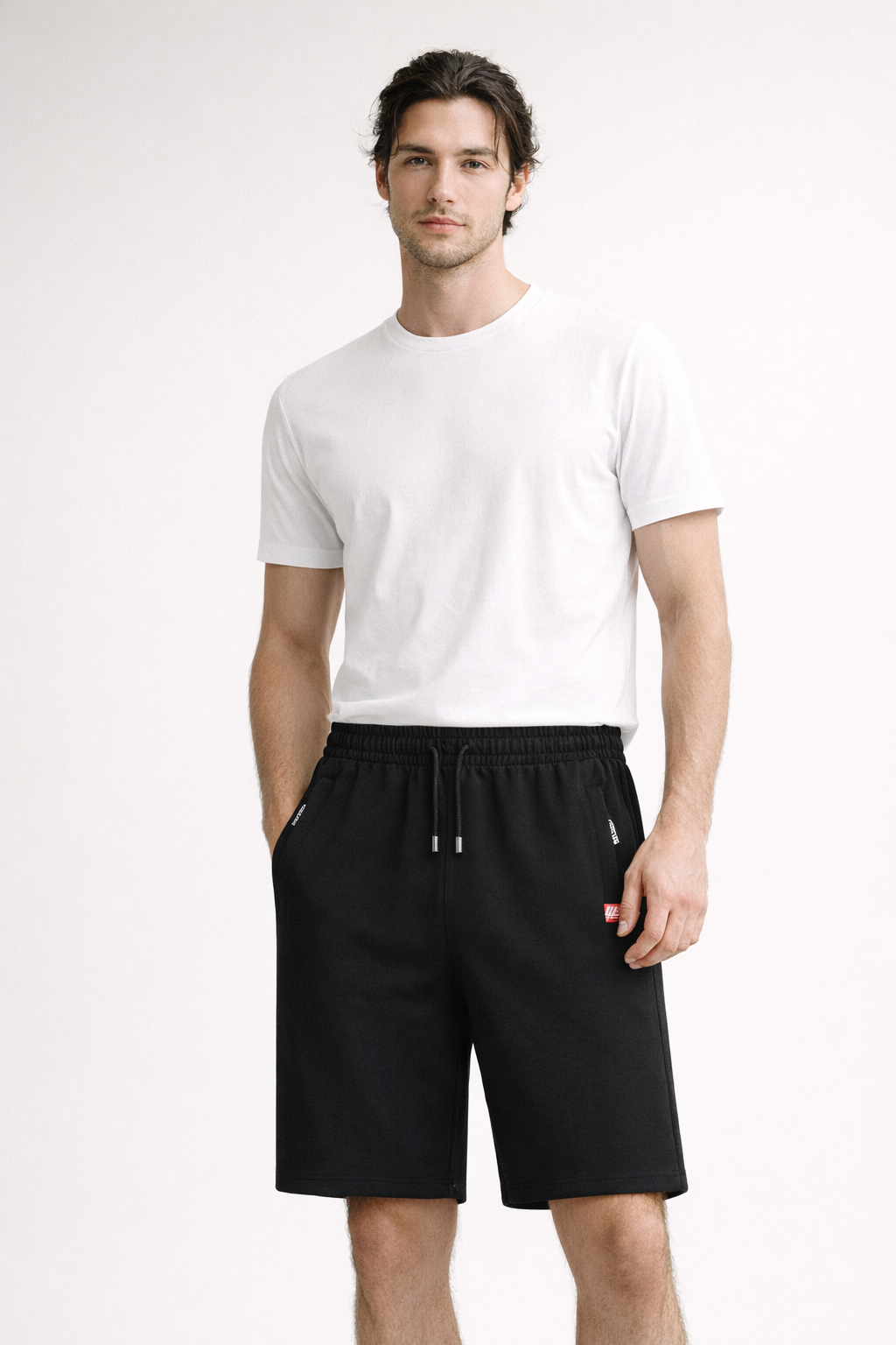 Shorts deportivos lisos con bolsillos con cierre para hombre - Kevin