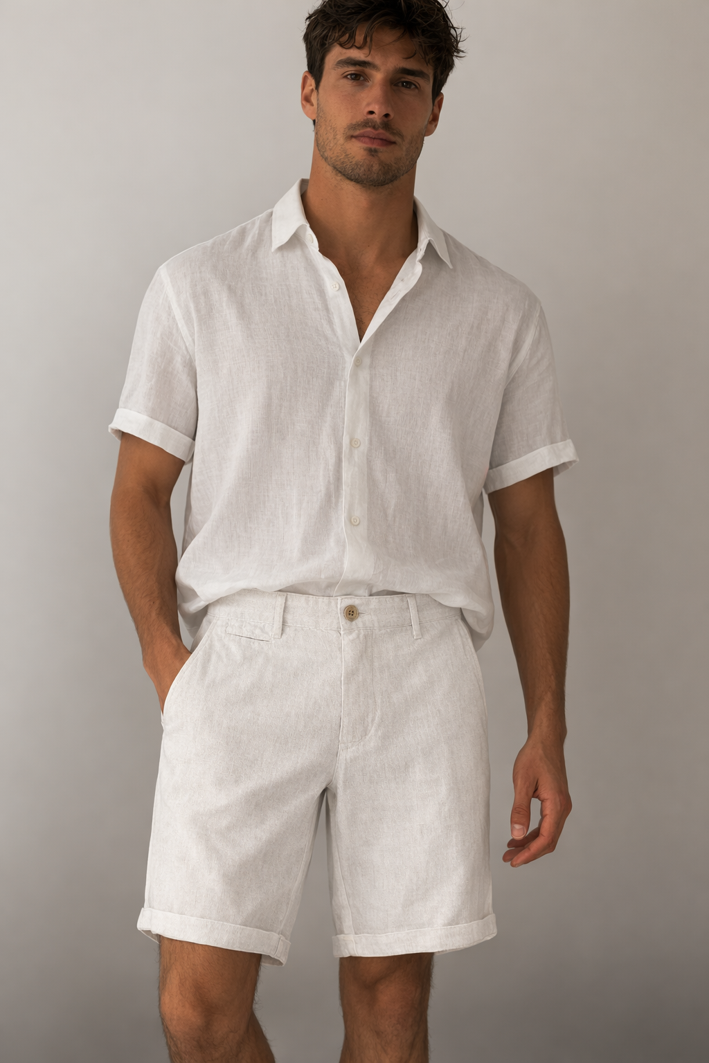 Shorts casual de lino para hombre - Éder