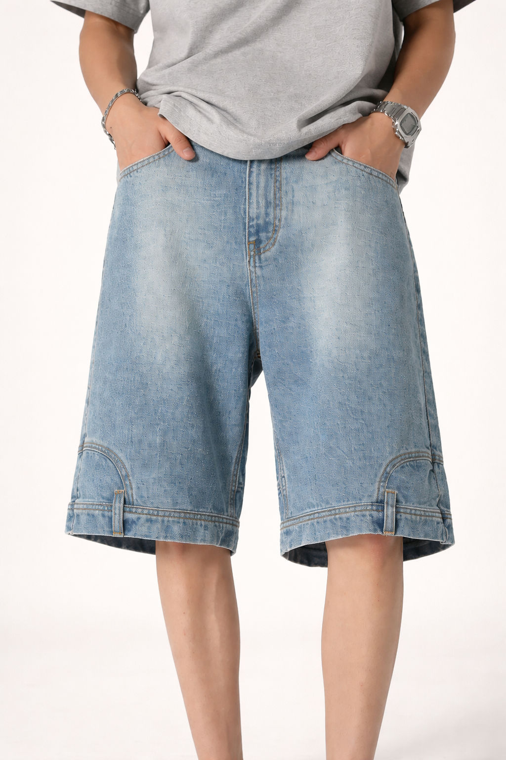 Shorts bermuda de mezclilla con corte amplio para hombre - Hudson