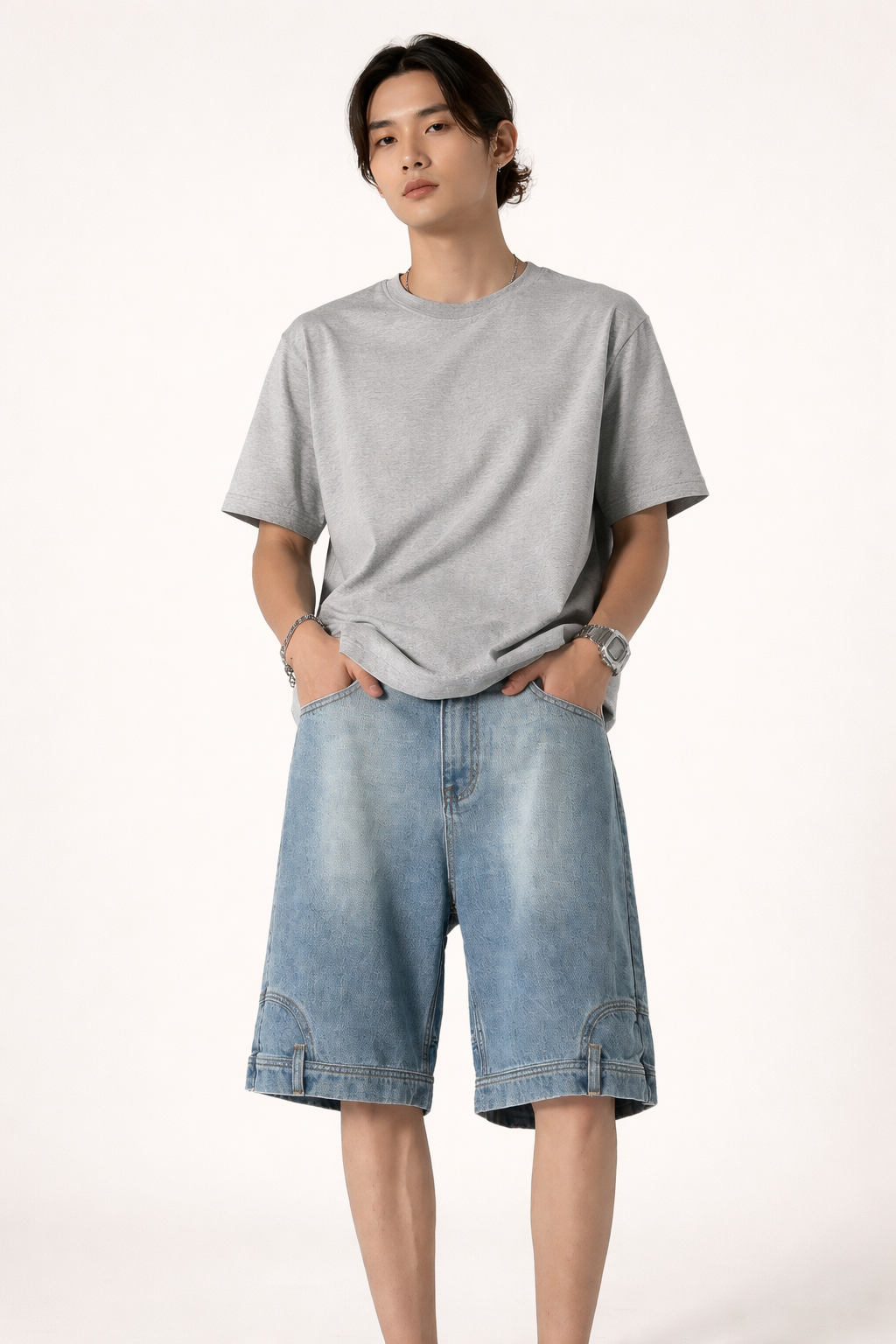 Shorts bermuda de mezclilla con corte amplio para hombre - Hudson