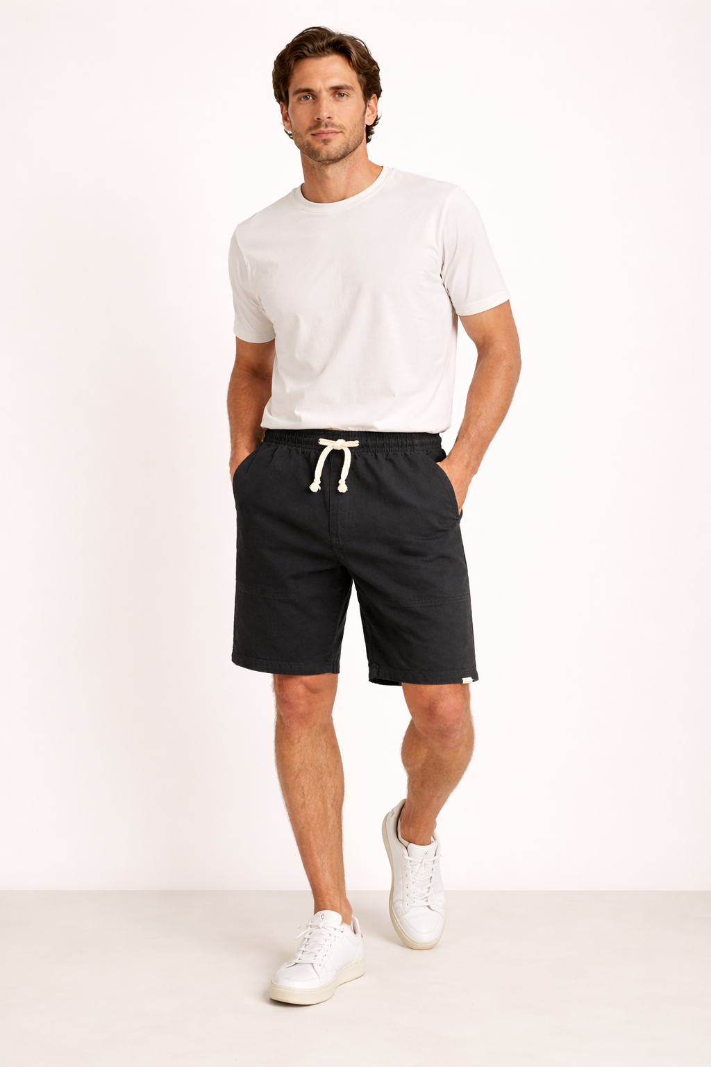 Shorts casual con cintura elástica y cordón para hombre - Jason