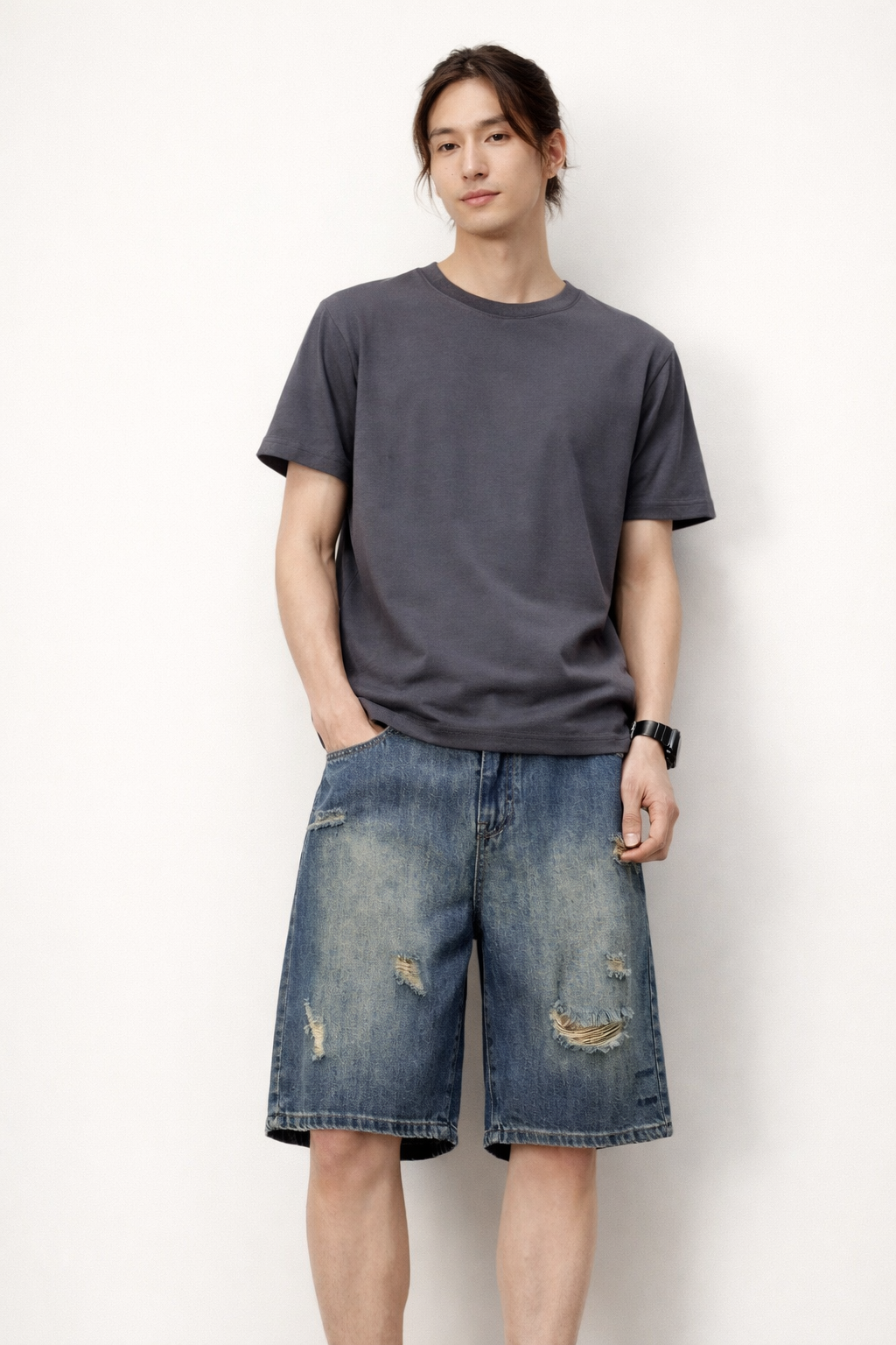Shorts denim desgastados para hombre - Kane