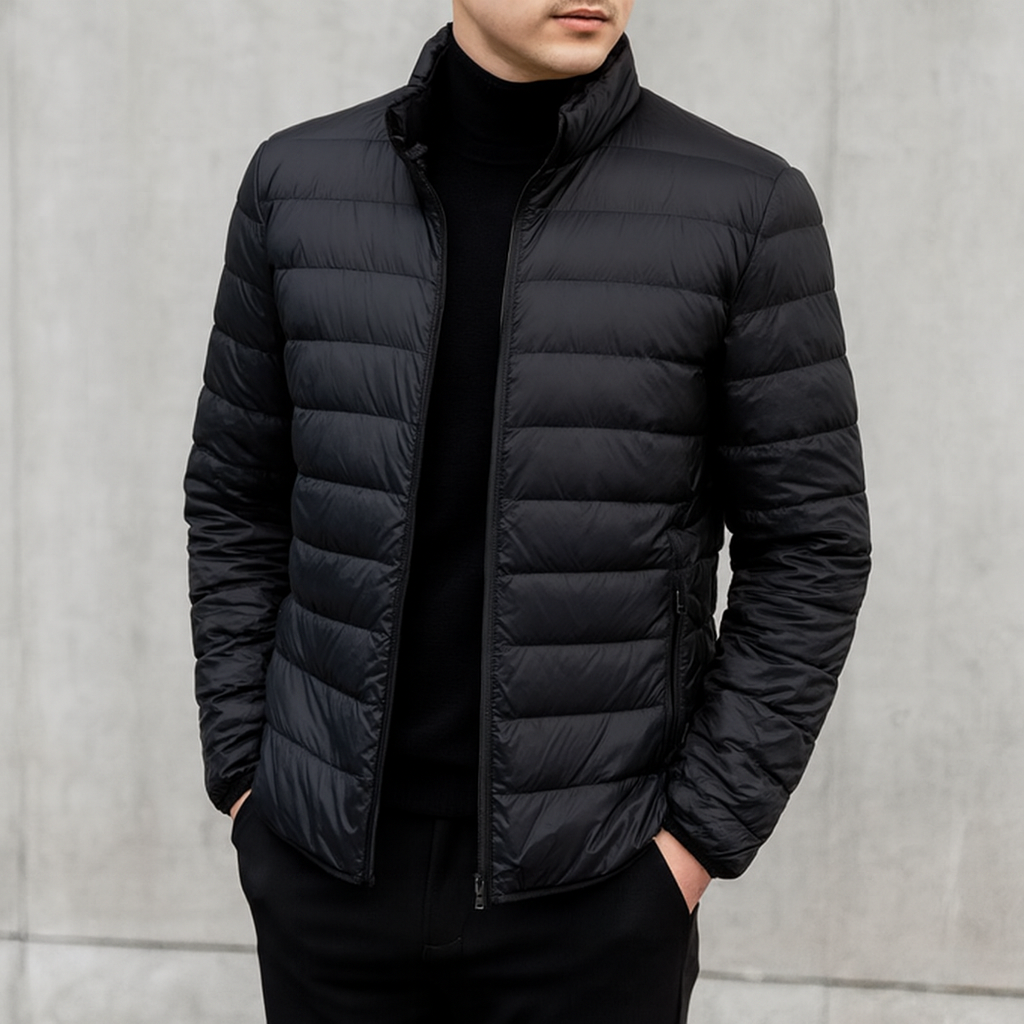 Chaqueta ligera acolchada hombre cuello alto cremallera minimalista impermeable - Patrick