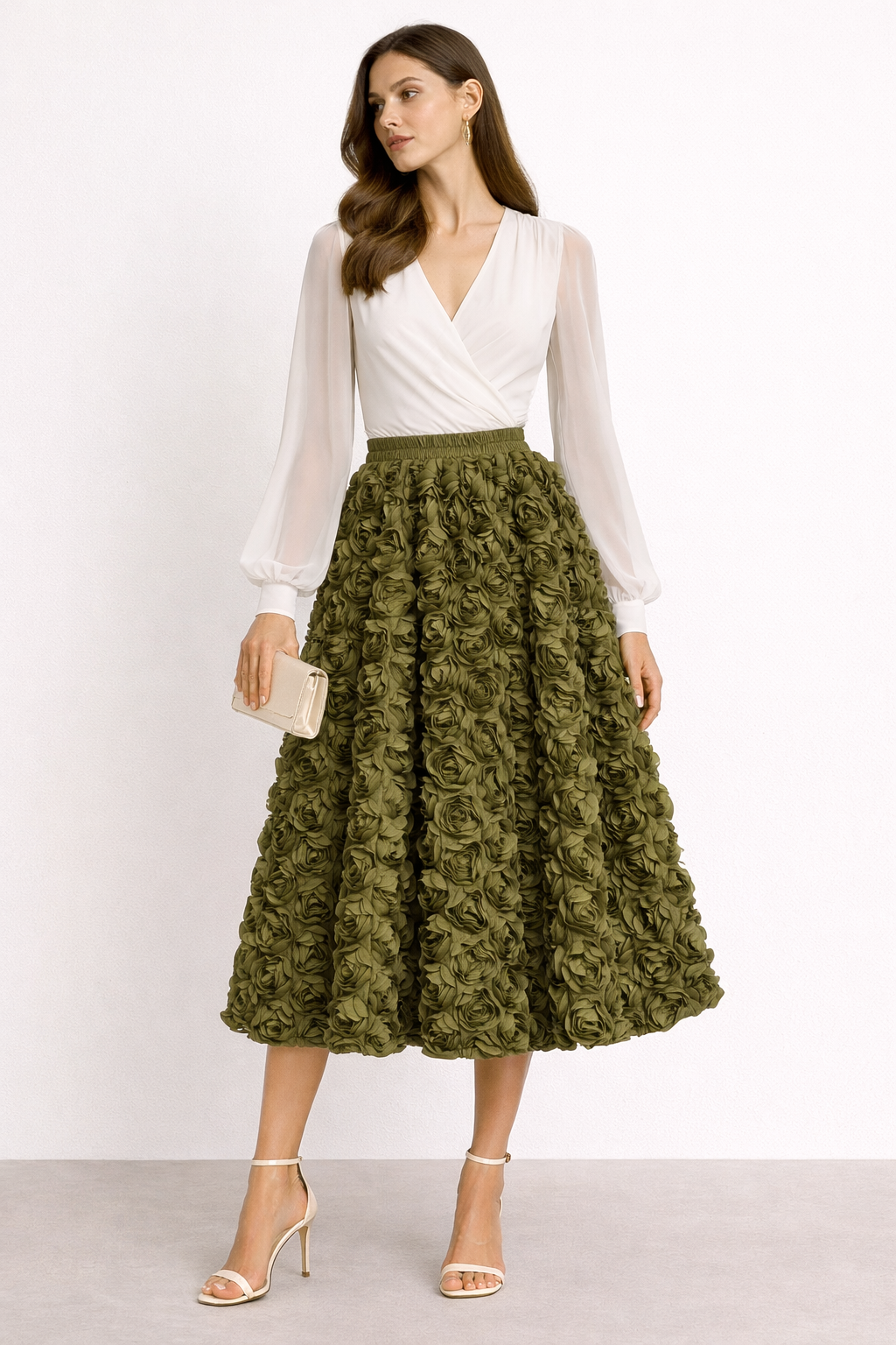 Falda de tejido para mujer volumen floral - Vaiva