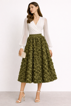 Falda de tejido para mujer volumen floral - Vaiva
