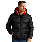 Chaqueta acolchada hombre capucha ajustable forro contraste naranja impermeable - Mark