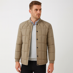 Chaqueta acolchada ligera hombre beige costuras geométricas botones presión - Noud