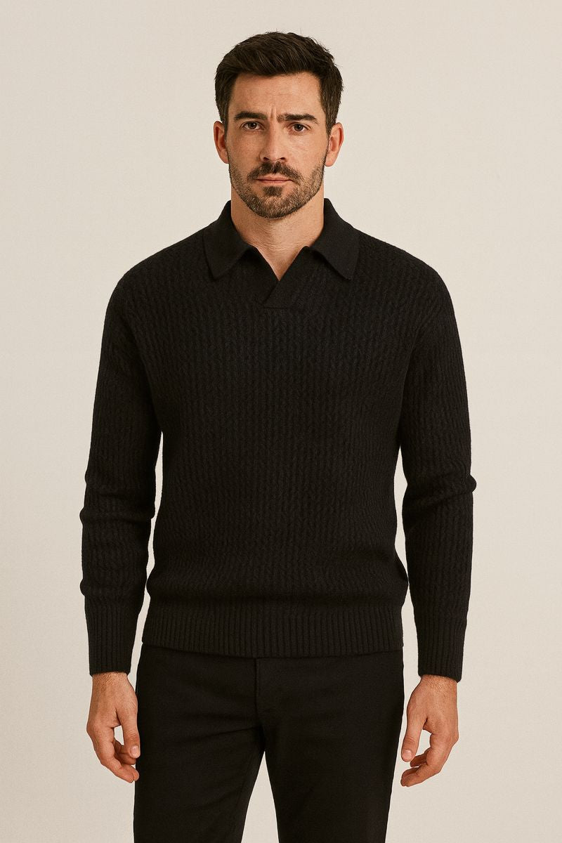 Suéter para hombre punto jacquard con cuello abierto - Raptor