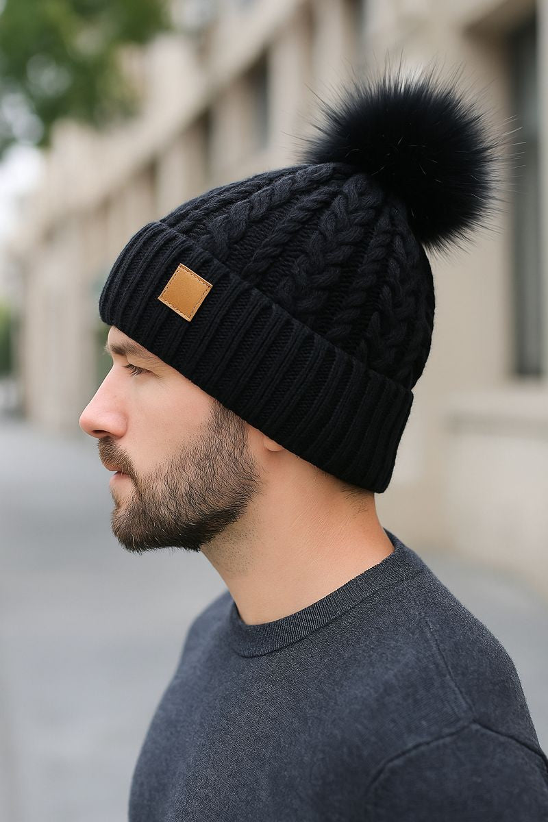 Gorro de punto con pompón para invierno unisex - Norel