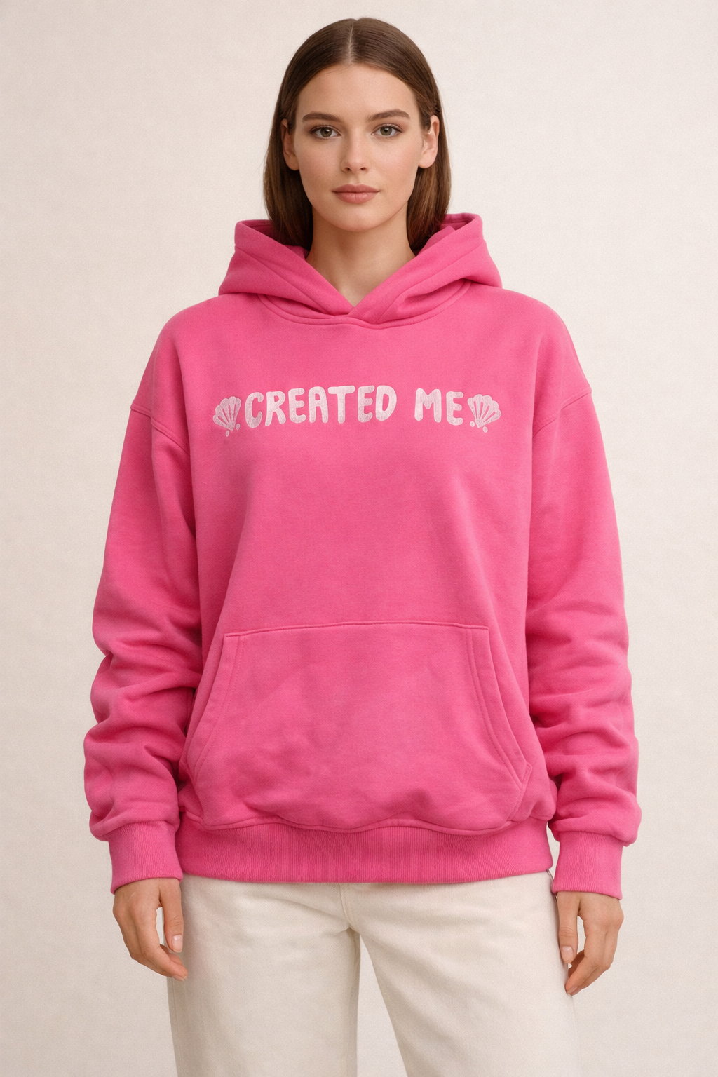 Sudadera con capucha de mujer con estampado frontal y bolsillo canguro - Celira