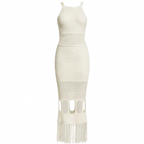 Vestido largo de punto calado cuello halter - Selinne