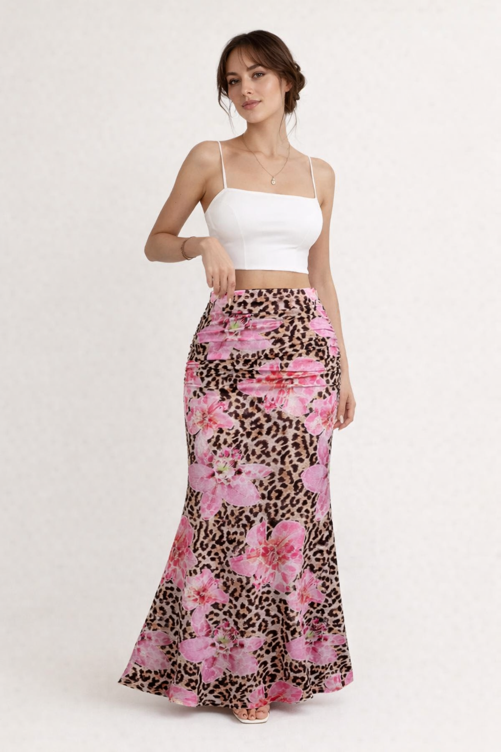Falda larga para mujer con estampado floral y animal print - Elira