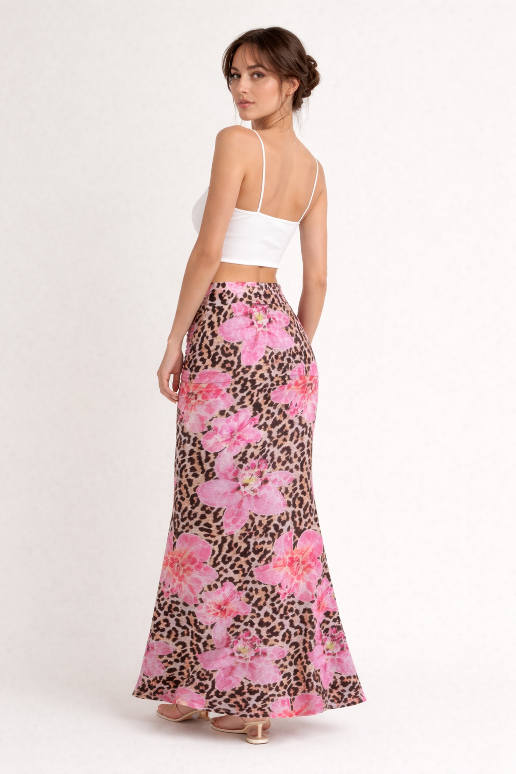Falda larga para mujer con estampado floral y animal print - Elira