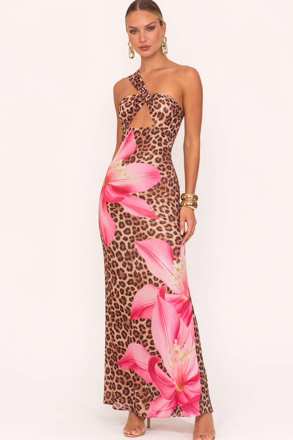 Maxi vestido para mujer con estampado floral y animal print - Calira