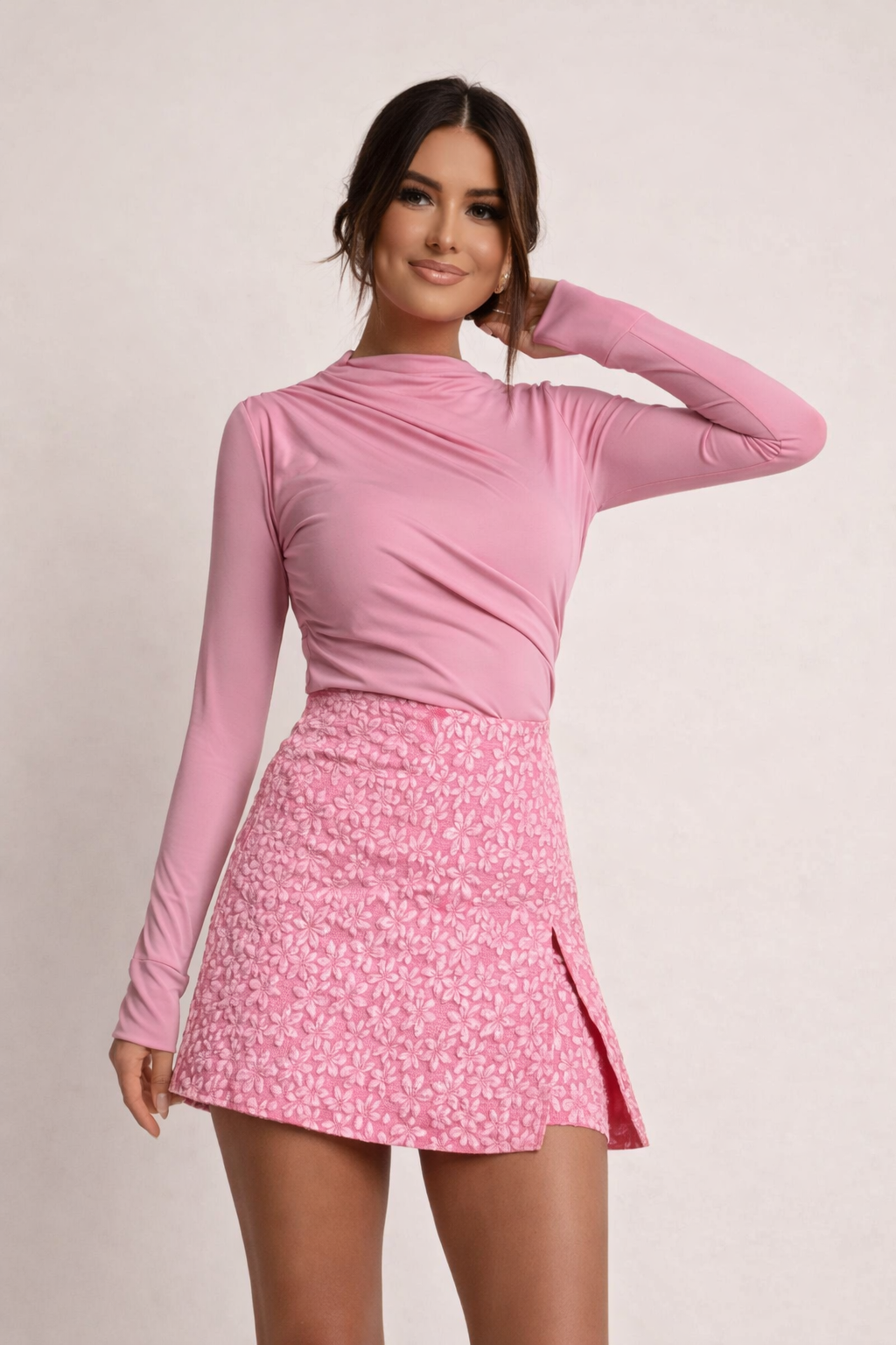 Falda-short para mujer con estampado floral y abertura lateral - Elira