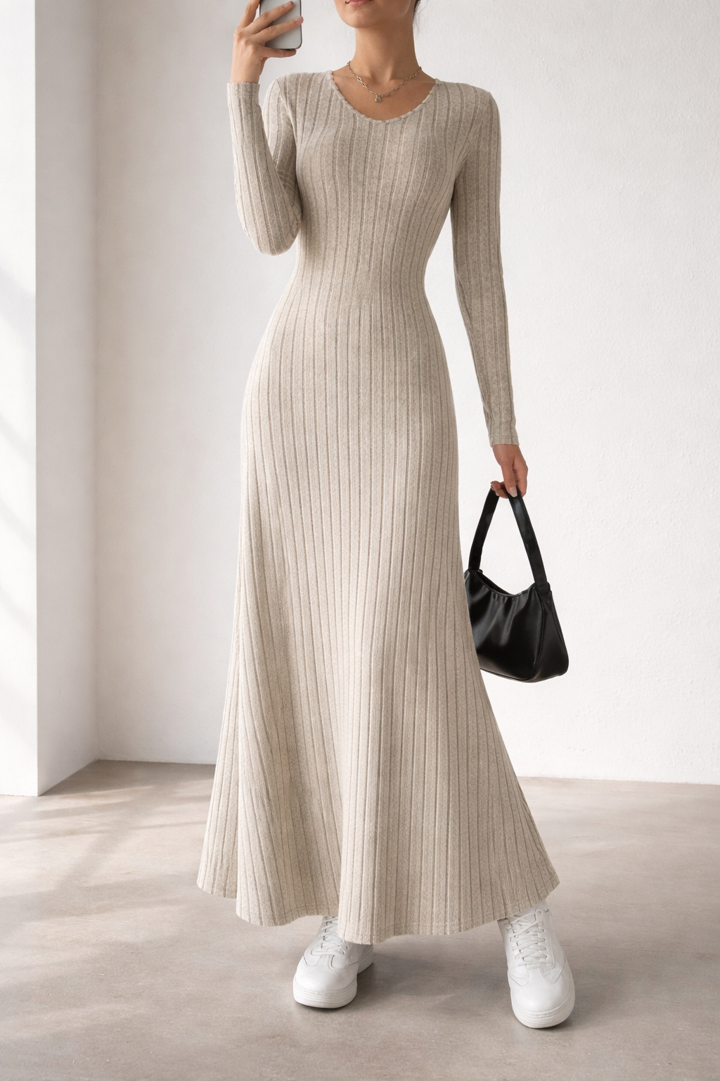Vestido de punto entallado para mujer silueta acanalada - Brynja
