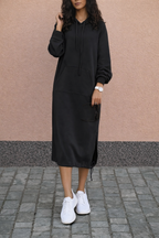 Vestido sudadera largo con capucha para mujer - Lina