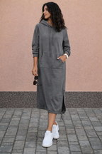 Vestido sudadera largo con capucha para mujer - Lina