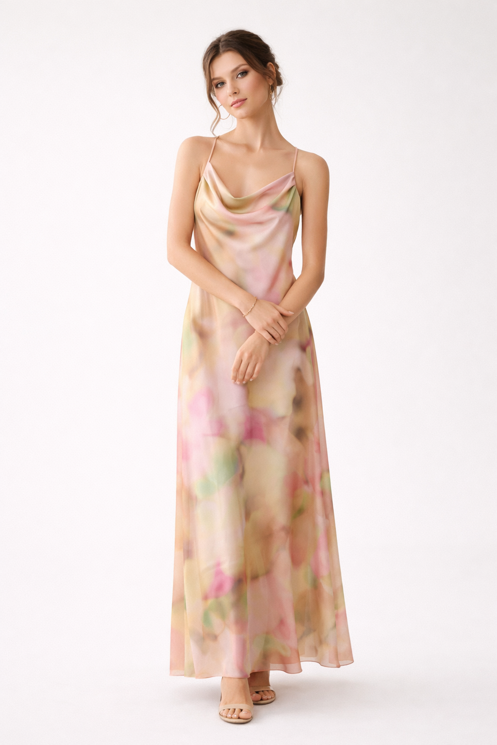 Vestido largo para mujer con tirantes finos y escote - Elinor
