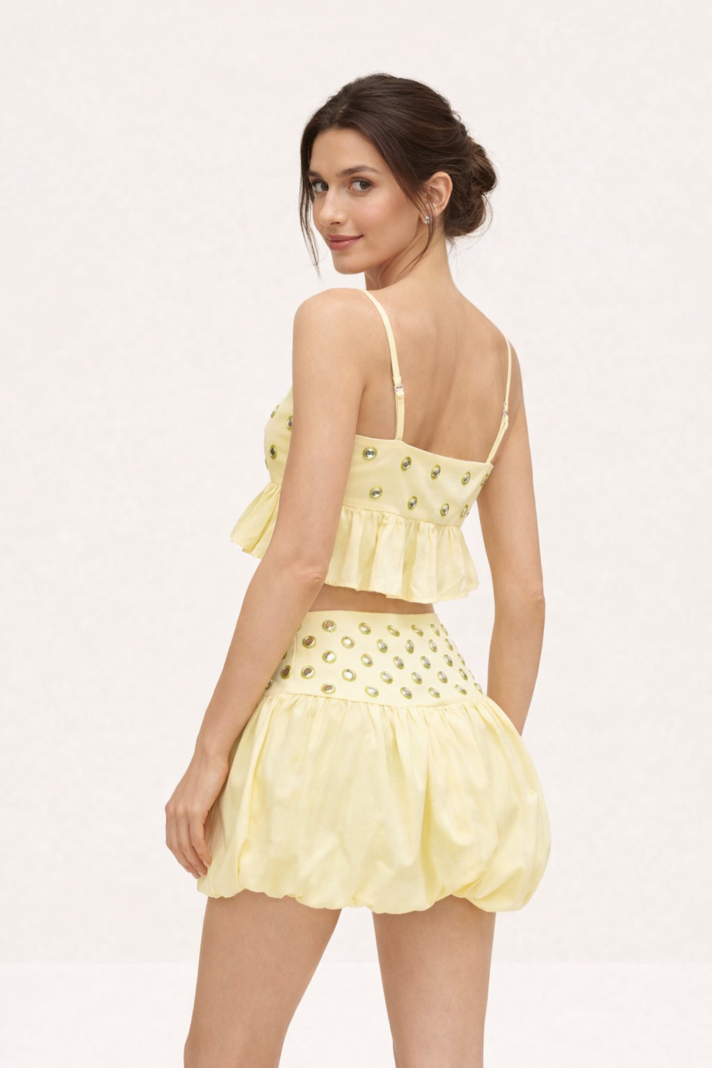 Conjunto halter de mujer con falda mini abullonada - Mirel