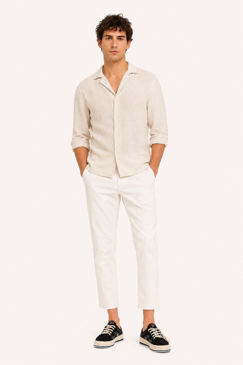 Zapatos hombre lona cordones suela yute casual verano – Dorian