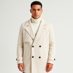 Abrigo largo lana hombre doble botonadura solapas storm-flap elegante invierno - Armand