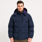 Chaqueta acolchada hombre capucha integrada cremallera oculta bolsillos inclinados - Narek