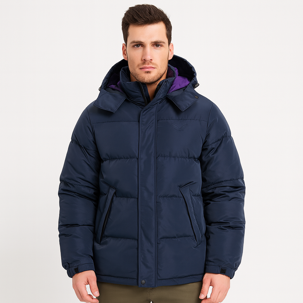 Chaqueta acolchada hombre capucha integrada cremallera oculta bolsillos inclinados - Narek